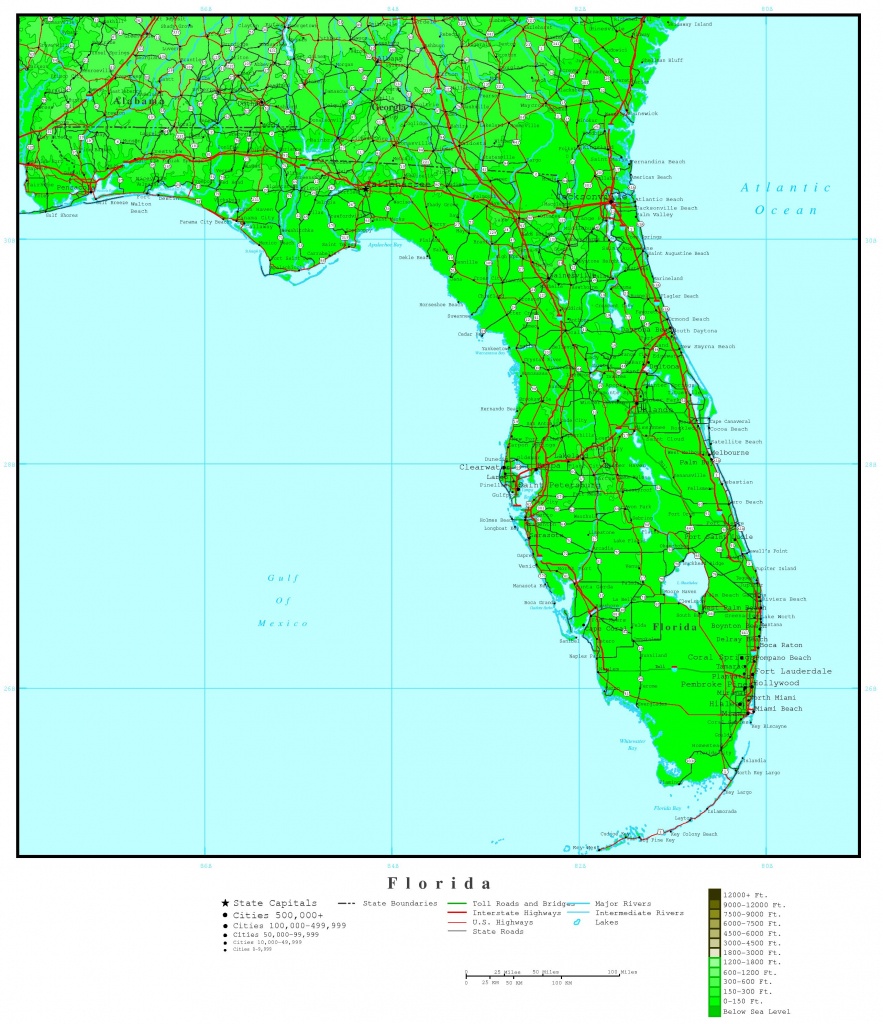 Florida Elevation Map Topographic Map Of Florida Elevation 