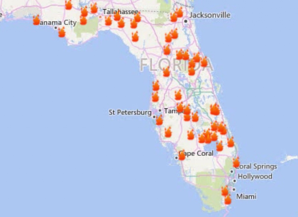 Florida Forest Service On Twitter: &amp;quot;current Active Wildfires 2/20 - Current Map Of Florida