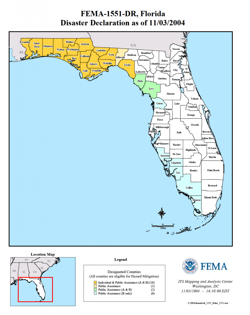 Florida Hurricane Zones Map   Florida Hurricane Ivan Dr 1551 Fema Gov Florida Disaster Map 