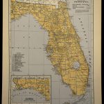 Florida Map Of Florida Wall Art Decor Antique Original | Etsy   Florida Map Wall Art