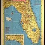 Florida Map Of Florida Wall Art Decor Vintage 1950S Original | Etsy   Florida Map Wall Art