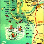 Florida Map Print 11X14 Retro Beach Photo Vintage Vacation Sanibel   Printable Map Of Ft Myers Fl