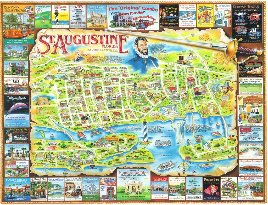 Florida St. Augustine Map Postcard | America&amp;#039;s Oldest And Mo… | Flickr - St Augustine Florida Map