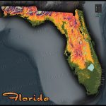 Florida Topography Map | Colorful Natural Physical Landscape   Topographic Map Of South Florida