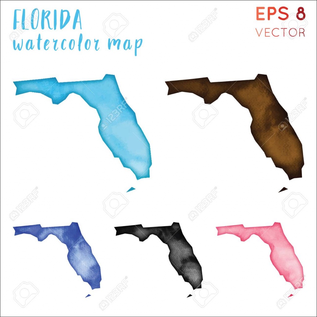 Florida Watercolor Us State Map. Handpainted Watercolor Florida.. - Where Is Watercolor Florida On A Map