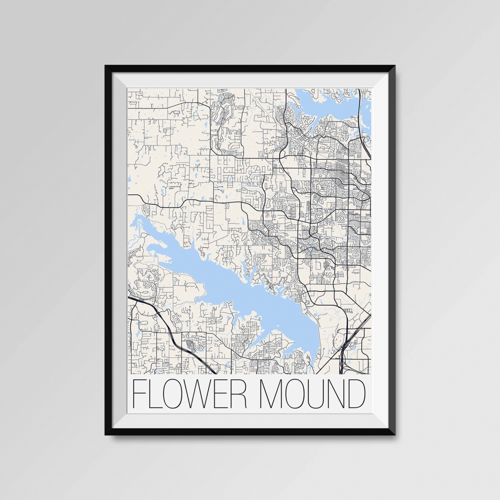 Flower Mound Texas Map Flower Mound City Map Print Flower | Etsy - Flower Mound Texas Map