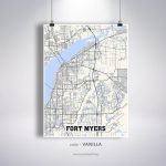 Fort Myers Map Print, Fort Myers City Map, Florida Fl Usa Map Poster, Fort  Myers Wall Art, City Street Road Map   Street Map Of Fort Myers Florida
