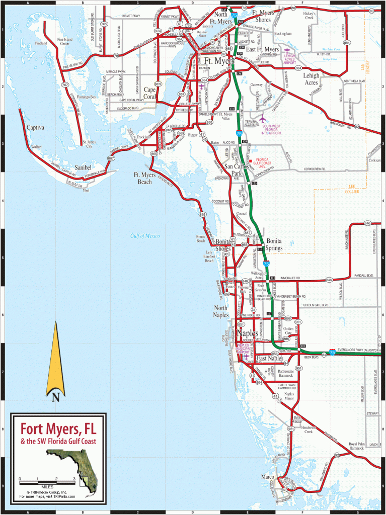Fort Myers &amp;amp; Naples Fl Map - Map Of Fort Myers Beach Florida