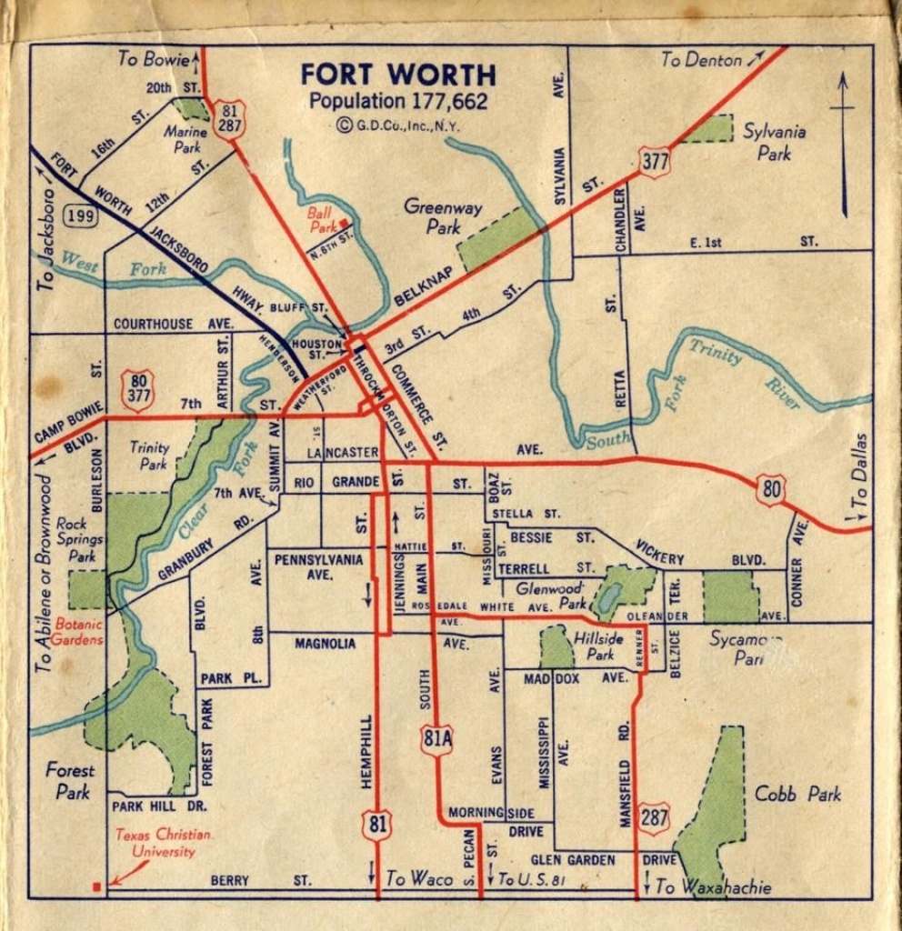 Fort Worth Street Map C1940 | Foat Wuth I Luv U! | Fort Worth Map - Street Map Of Fort Worth Texas