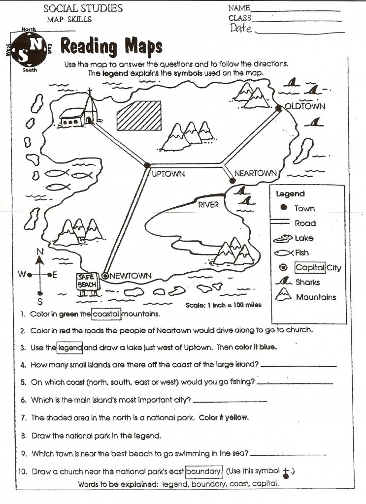 Free Elementary Worksheets On Reading Maps | Printableshelter | Kids - Map Skills Quiz Printable