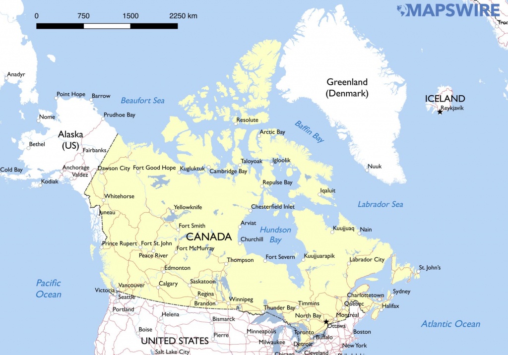 Free Maps Of Canada – Mapswire - Printable Map Of Canada With Cities