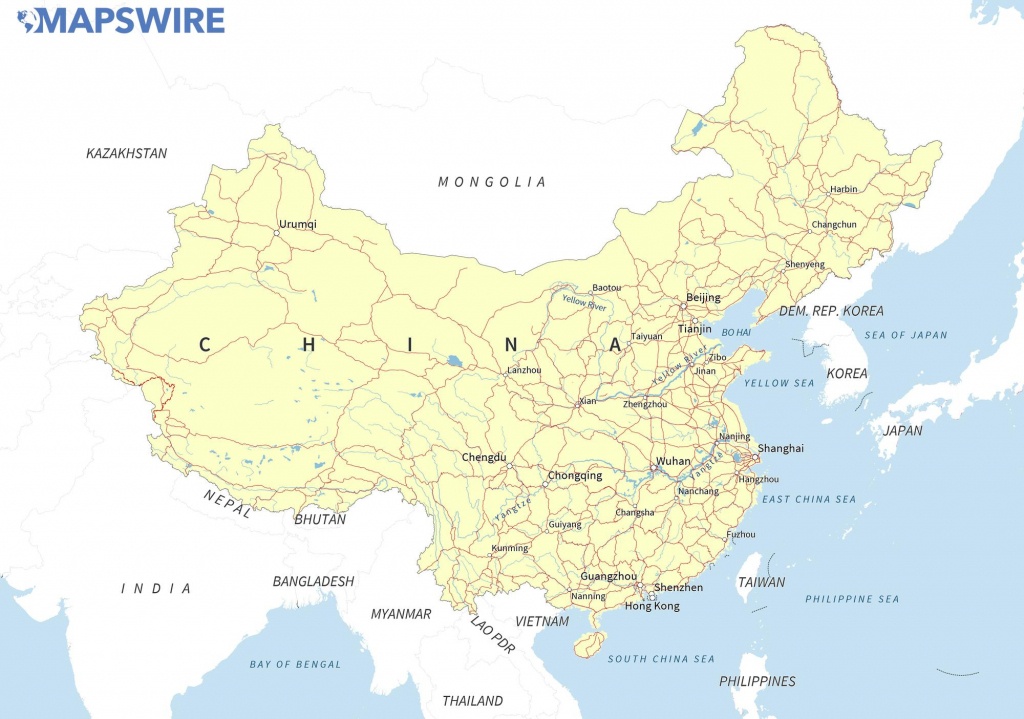 Free Maps Of China – Mapswire - Printable Map Of China
