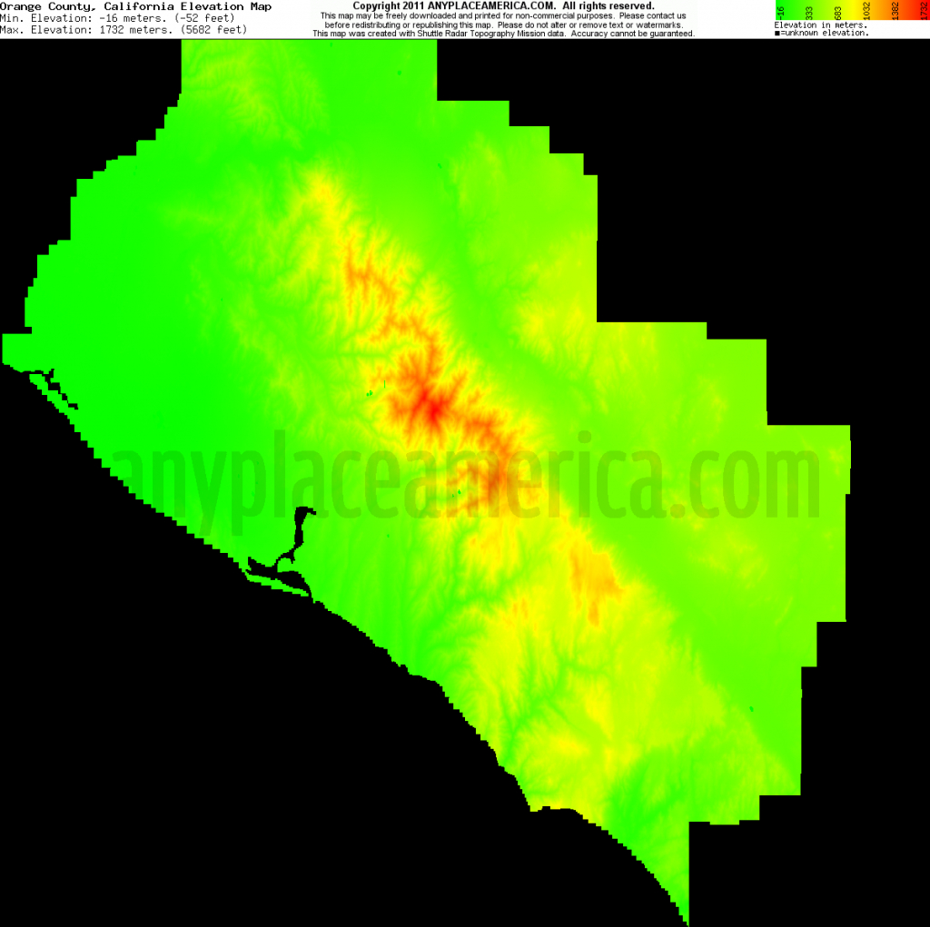 Free Orange County, California Topo Maps &amp;amp; Elevations - California Topographic Map Elevations
