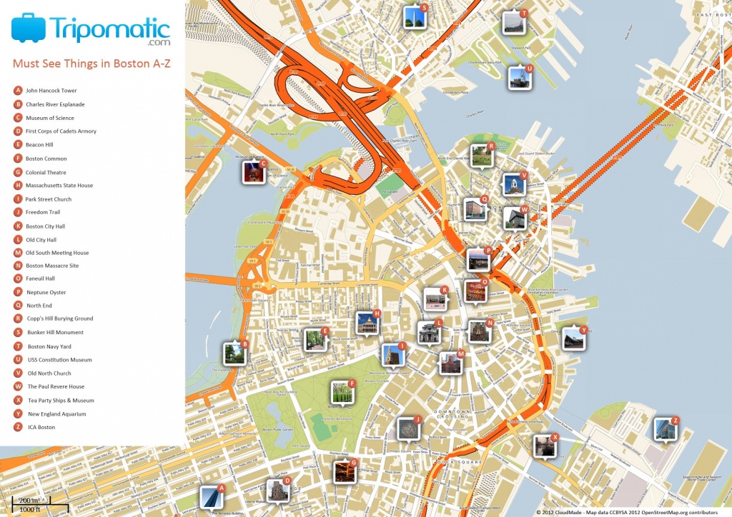 Free Printable Map Of Boston, Ma Attractions. | Free Tourist Maps - Freedom Trail Map Printable