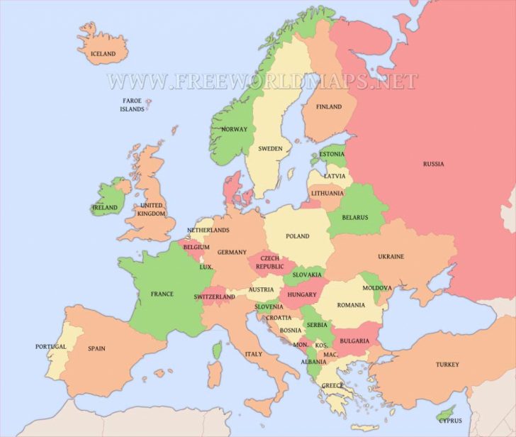 Printable Map Of Europe With Countries And Capitals