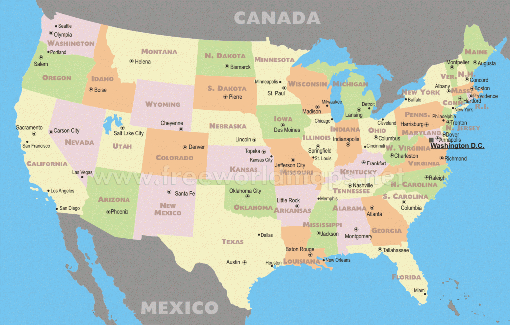 Free Printable Us States And Capitals Map | Map Of Us States And - Free Printable Us Map With States And Capitals