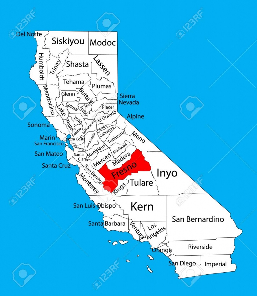 Fresno County (California, United States Of America) Vector Map.. - Fresno California Map