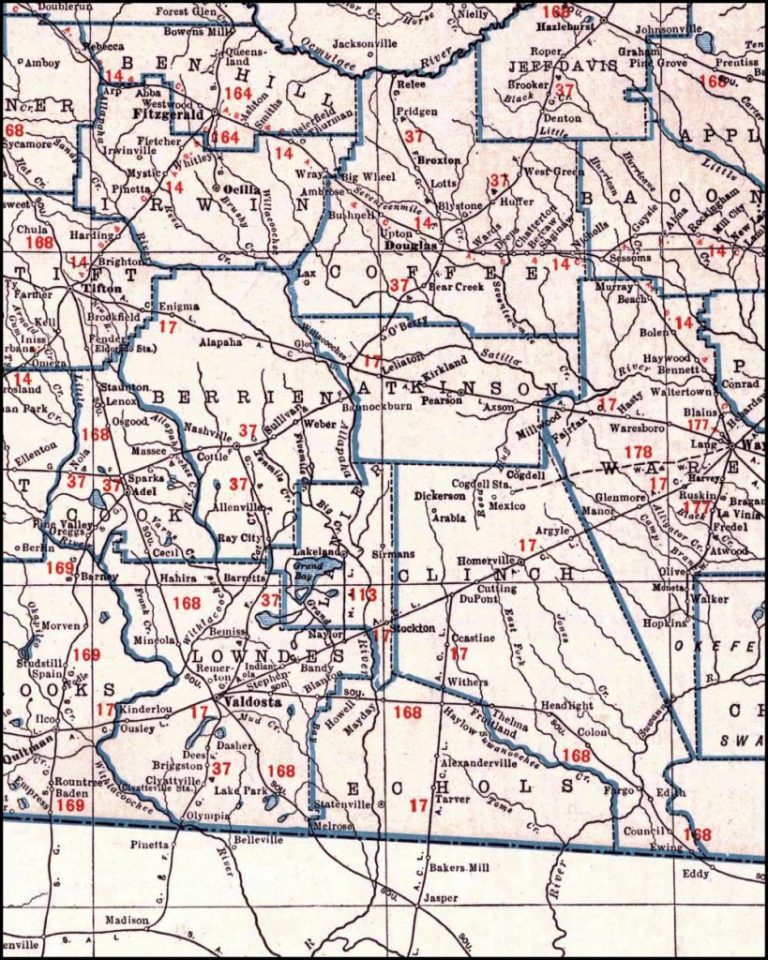 Georgia & Florida Railroad, 1926 Map, Madison, Fla. To Hazlehurst, Ga ...