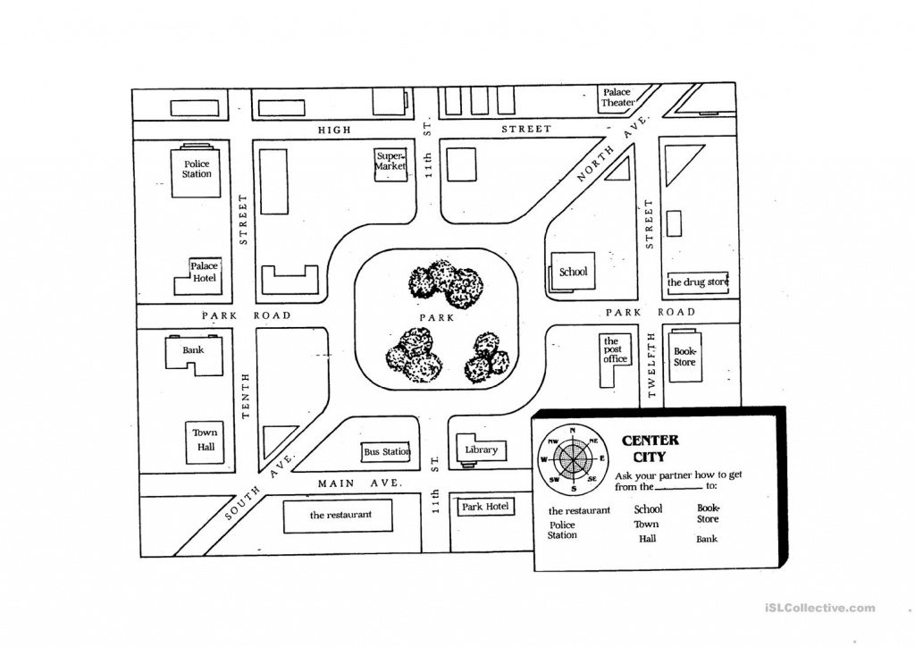 Giving Directions Student Map Worksheet - Free Esl Printable - Free Printable Maps And Directions