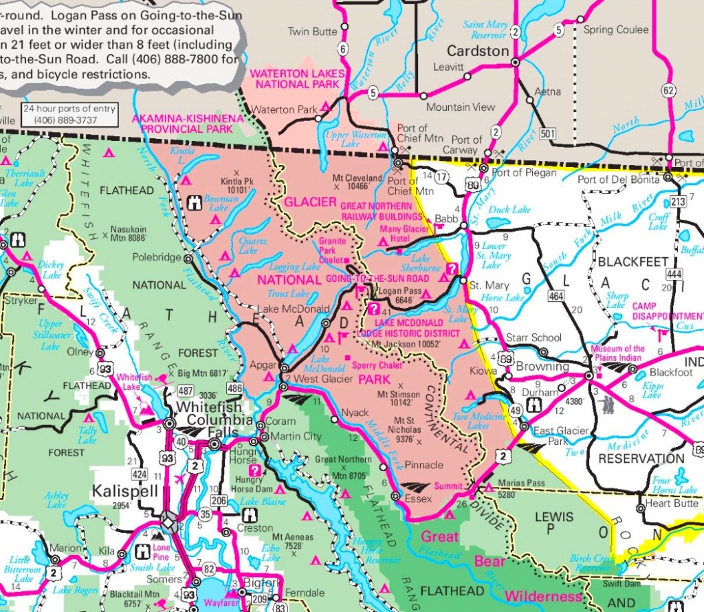 Glacier National Park Area Road Map - Printable Map Of Glacier National Park