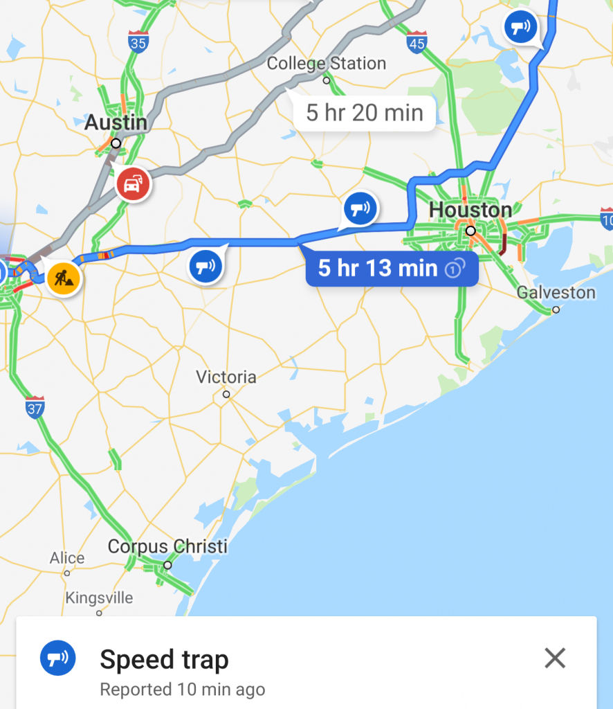 Google Maps Rolls Out &amp;#039;speed Trap&amp;#039; Feature | Texas Public Radio - Google Maps Galveston Texas