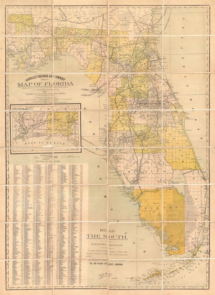 Granville&amp;#039;s Railroad And Township Map Of Florida.: Geographicus Rare - Antique Florida Maps For Sale