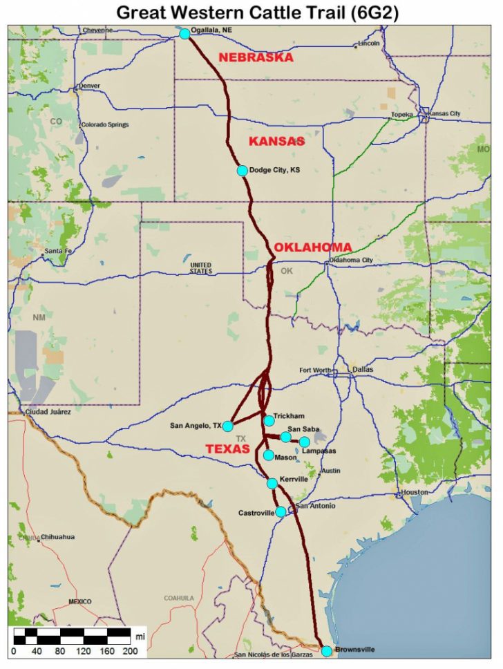 Texas Cattle Trails Map