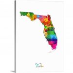 Greatbigcanvas "florida Map"michael Tompsett Canvas Wall Art   Map Of Florida Art