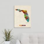 Greatbigcanvas "florida Watercolor Map"michael Tompsett Canvas   Map Of Florida Wall Art