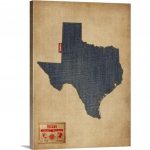 Greatbigcanvas "texas Map Denim Jeans Style"michael Tompsett   Texas Map Canvas