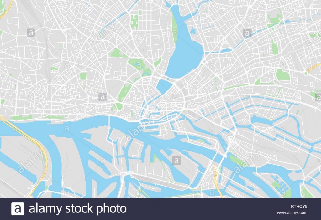 Hamburg, Germany Printable Street Map In Classic Style Colors With - Printable Map Of Hamburg
