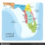 Hand Drawn Map State Florida Regions Counties Main Cities Colorful   Florida Ocean Map