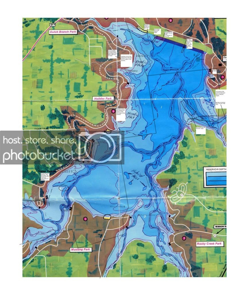 Here&amp;#039;s A Depth Map With Under Water Roads Of Benbrook Lake - Texas - Texas Lake Maps Fishing