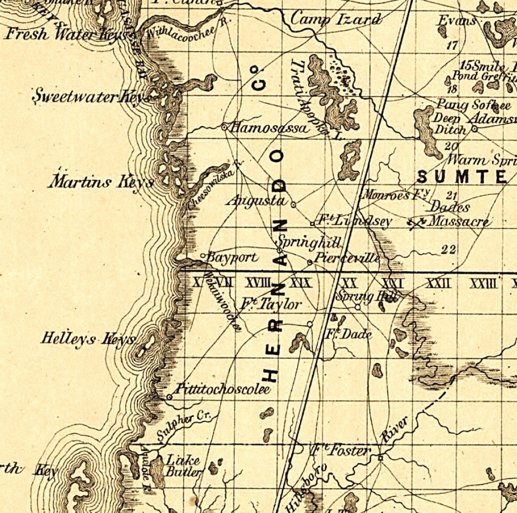 Hernando County, 1859 - Map Of Hernando County Florida