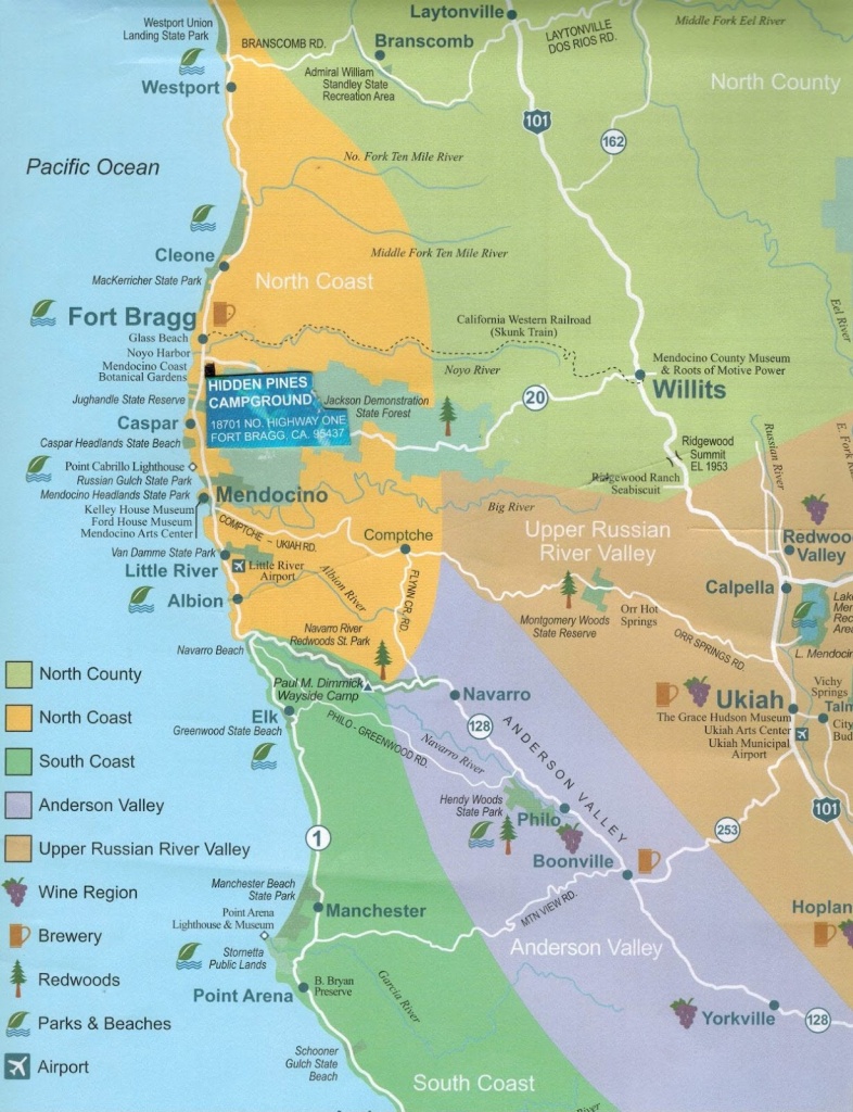 Hidden Pines Rv Campground - Fort Bragg California : Maps Fort Bragg - California Rv Camping Map