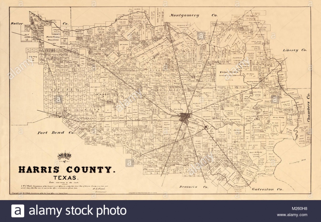Historical Map Of Houston And Harris County Texas Showing Original - Texas Property Map