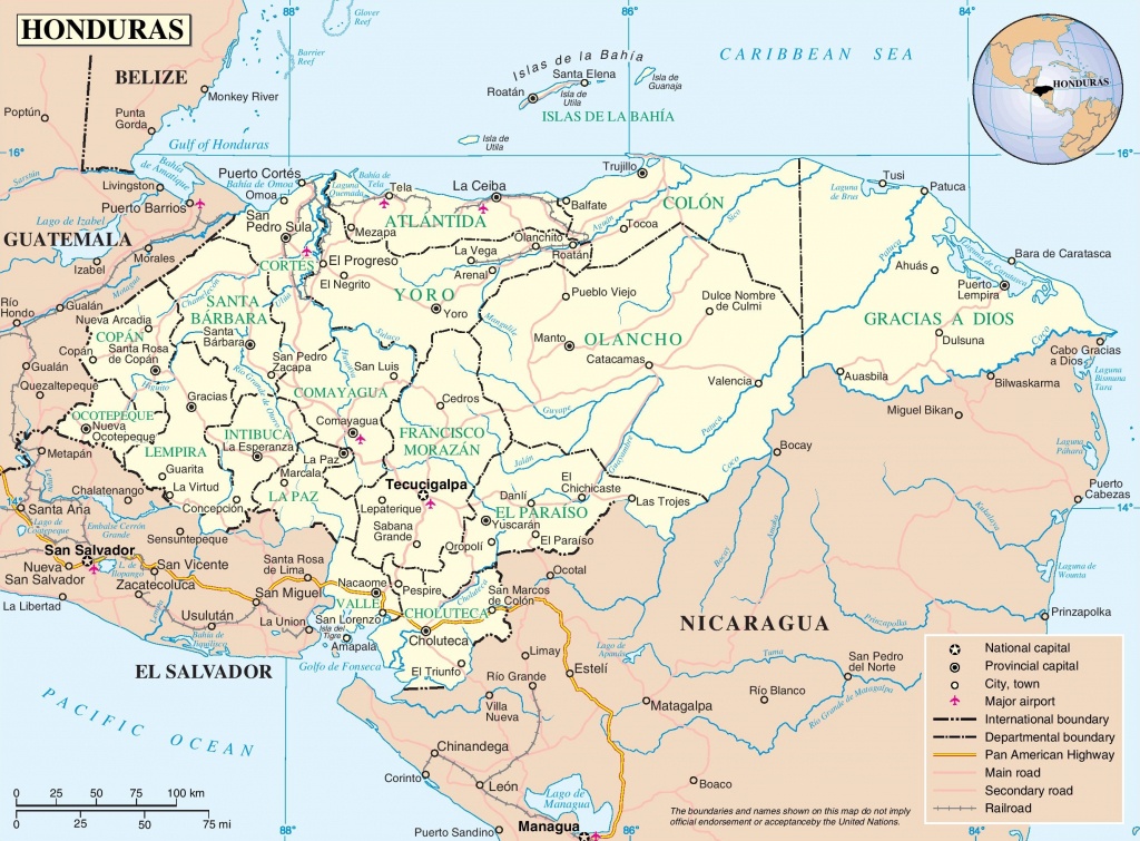 Honduras Political Map - Printable Map Of Honduras