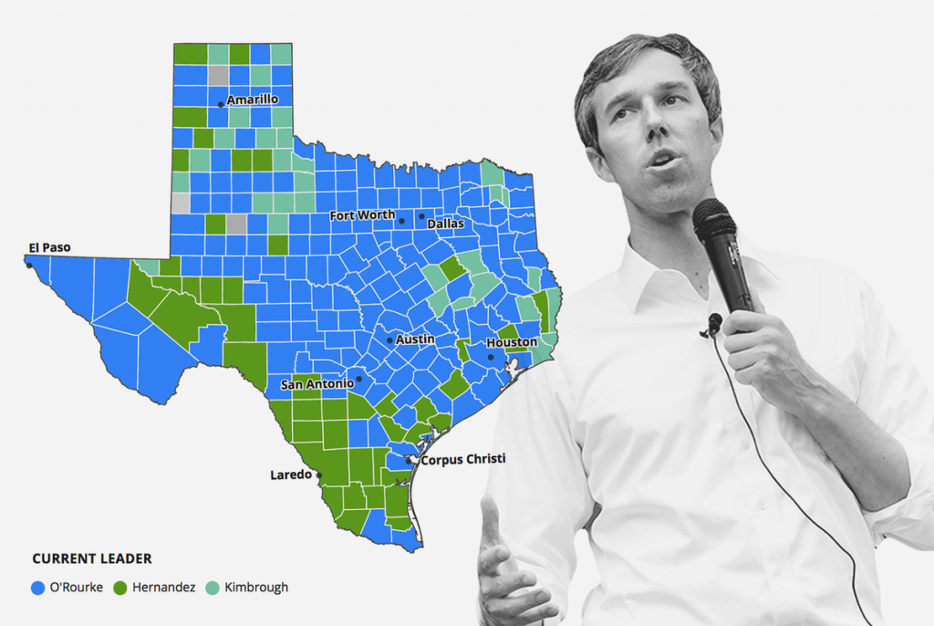 How Texas Counties Voted For Beto O&amp;#039;rourke, And More Primary Results - Beto For Texas Map