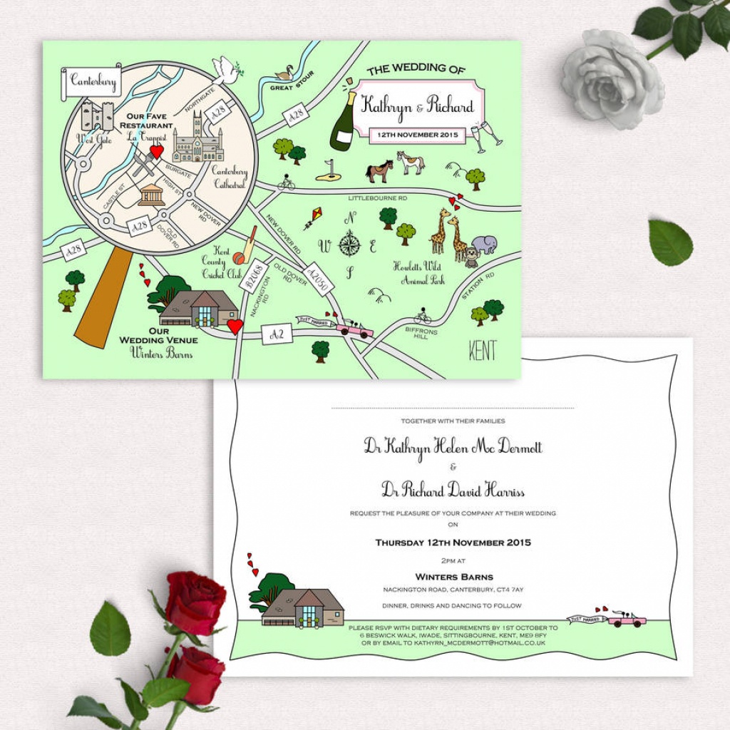 Illustrated Map Party Or Wedding Invitationcute Maps - Printable Maps For Wedding Invitations Free