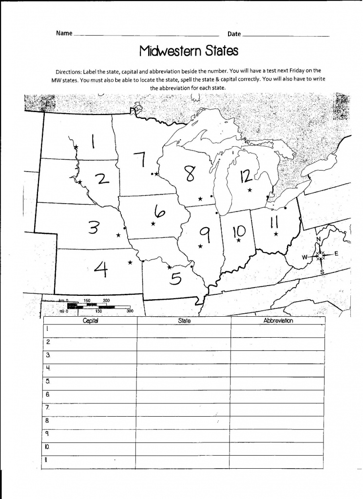 Image Result For Numbered States Map In West Regions Of United - States And Capitals Map Test Printable
