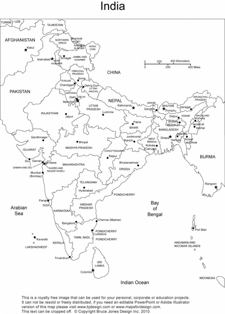 Map Of India Outline Printable