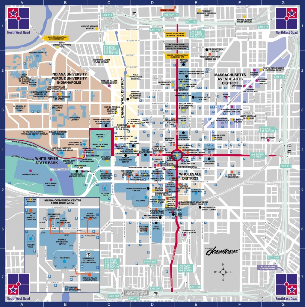 Indianapolis Downtown Map - Map Of Downtown Indy (Indiana - Usa) - Downtown Indianapolis Map Printable