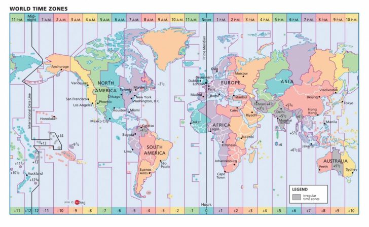 World Map Time Zones Printable Pdf