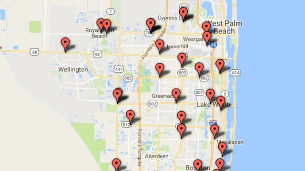 Interactive Map: Gas Pump Skimmers Found In Palm Beach County - Map Of Palm Beach County Florida