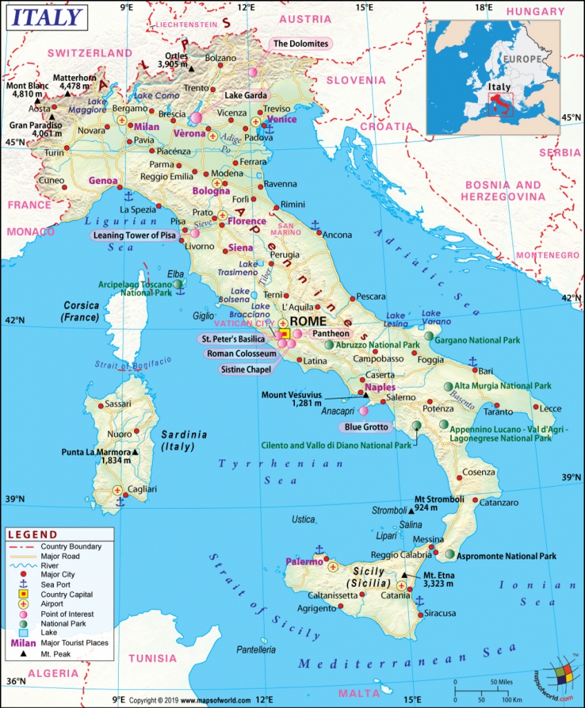 Italy Map, Map Of Italy, History And Intreseting Facts Of Italy - Large Map Of Italy Printable