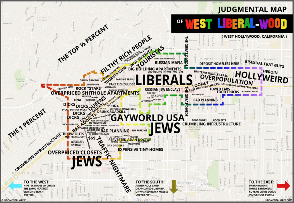 Judgmental Maps — West Hollywood, Caanonymous Copr. 2015 - Map Of West Hollywood California