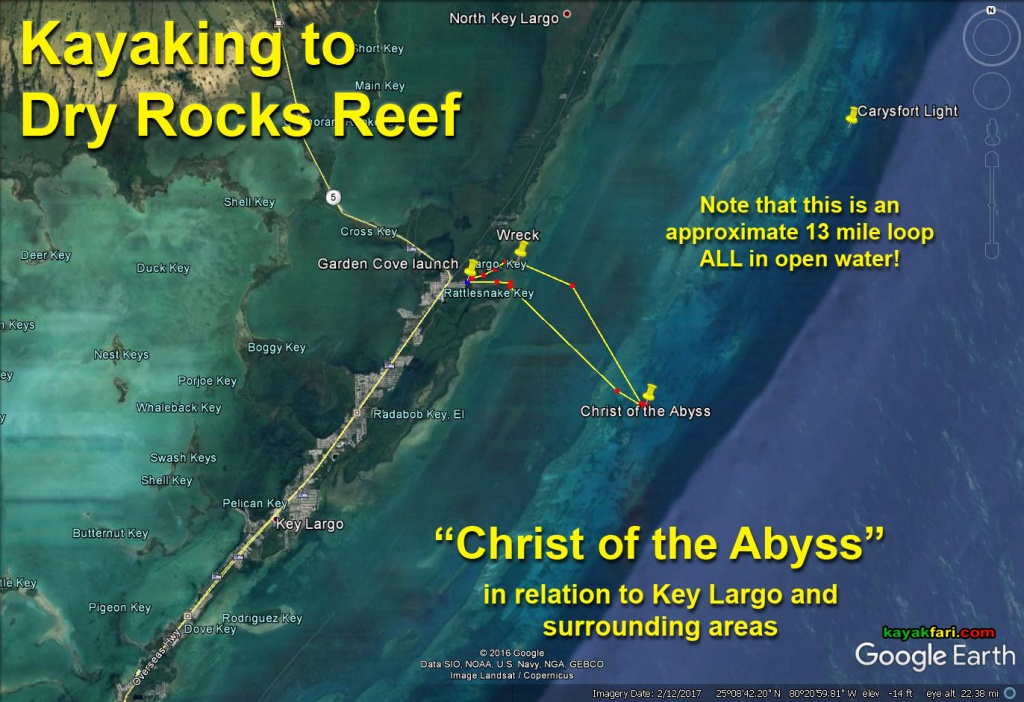 Kayaking To Dry Rocks Reef – A Pilgrimage To Find The “Christ Of The - Florida Keys Snorkeling Map