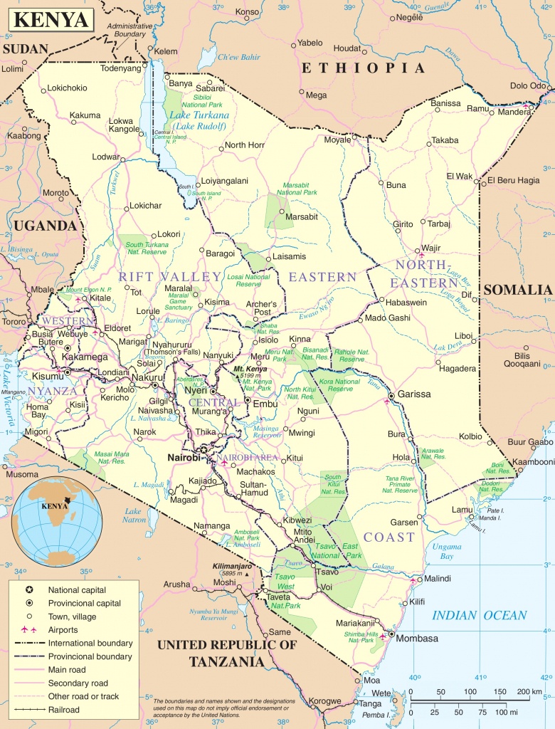 Kenya Political Map - Printable Map Of Kenya