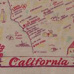 Kitschy Vintage California State Map Tablecloth, California Souvenir   Vintage California Map Tablecloth