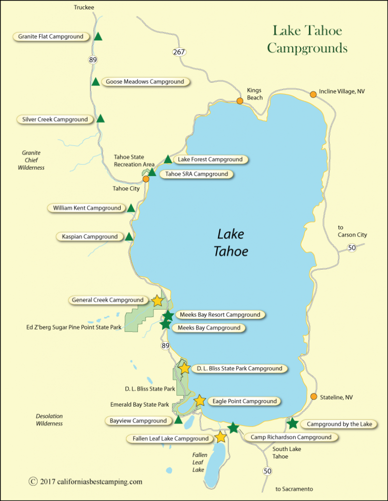Lake Tahoe Campground Map - California - Lake Tahoe California Map